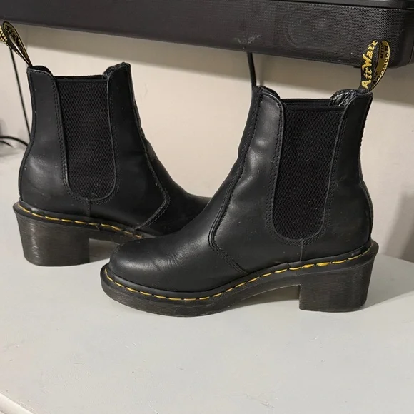 Dr. Martens Black Ankle Boots with Yellow Stitching - Picture 4 of 4